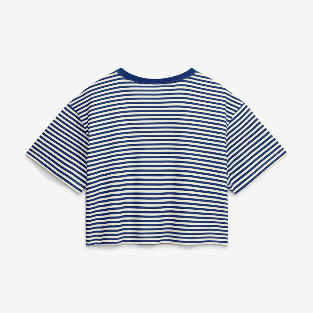 Seattle Mariners Nike Women's Cooperstown Collection Striped Cropped T-Shirt - Royal/Cream - Nike Discount