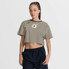San Diego Padres Nike Women's Cooperstown Collection Striped Cropped T-Shirt - Brown/Cream - Nike Online