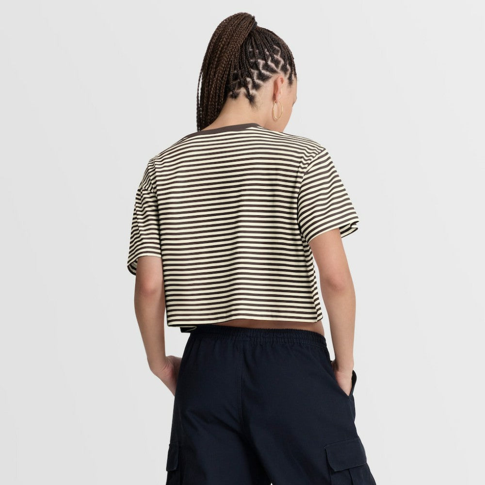 San Diego Padres Nike Women's Cooperstown Collection Striped Cropped T-Shirt - Brown/Cream - Nike Online
