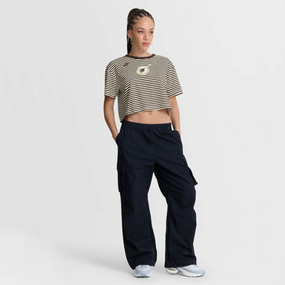 San Diego Padres Nike Women's Cooperstown Collection Striped Cropped T-Shirt - Brown/Cream - Nike Online