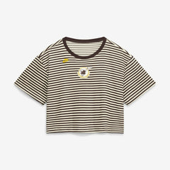 San Diego Padres Nike Women's Cooperstown Collection Striped Cropped T-Shirt - Brown/Cream - Nike Online