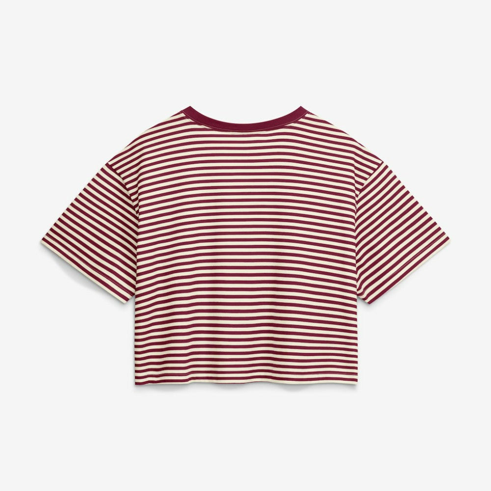 Philadelphia Phillies Nike Women's Cooperstown Collection Striped Cropped T-Shirt - Burgundy/Cream - Nike Lifestyle