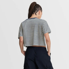 Houston Astros Nike Women's Cooperstown Collection Striped Cropped T-Shirt - Navy/Cream - Nike Online
