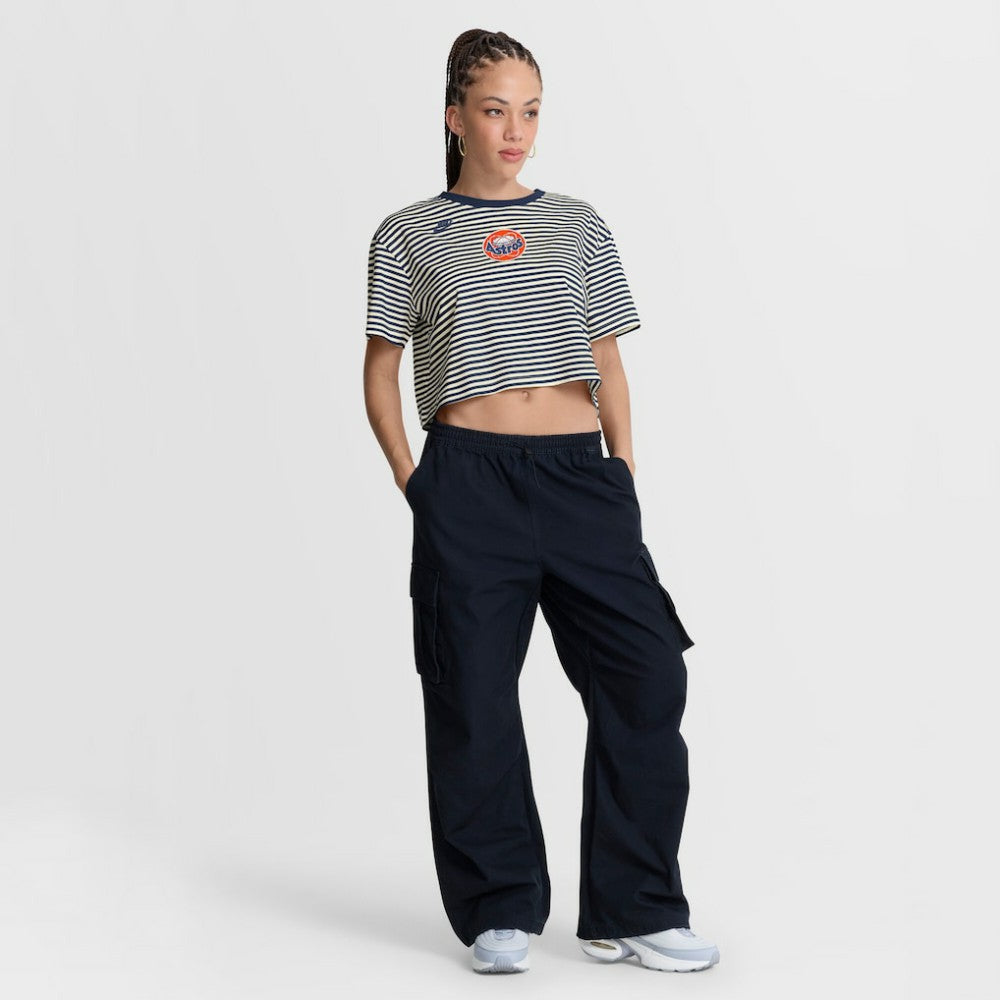 Houston Astros Nike Women's Cooperstown Collection Striped Cropped T-Shirt - Navy/Cream - Nike Online