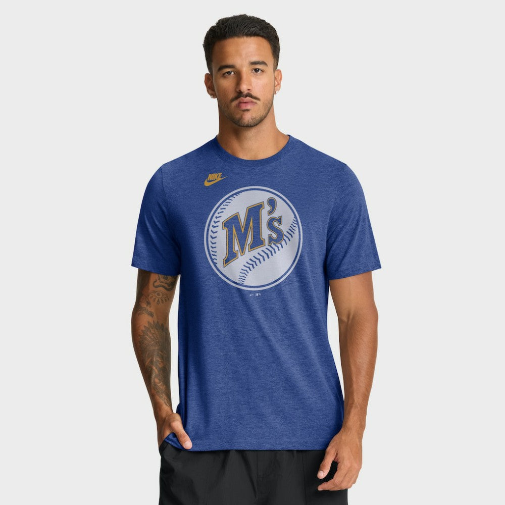 Seattle Mariners Nike Cooperstown Logo Tri-Blend T-Shirt - Heather Royal - Nike Sale
