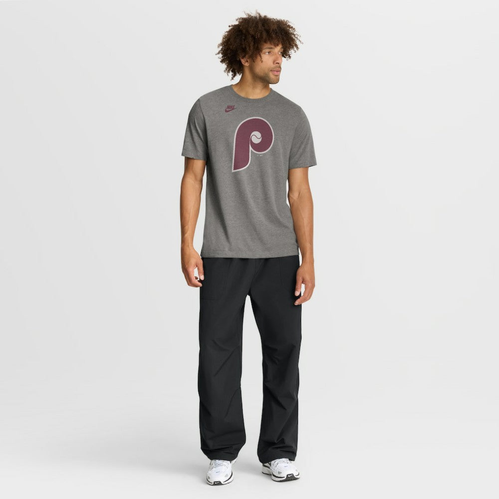 Philadelphia Phillies Nike Cooperstown Logo Tri-Blend T-Shirt - Heather Charcoal - Nike on Sale