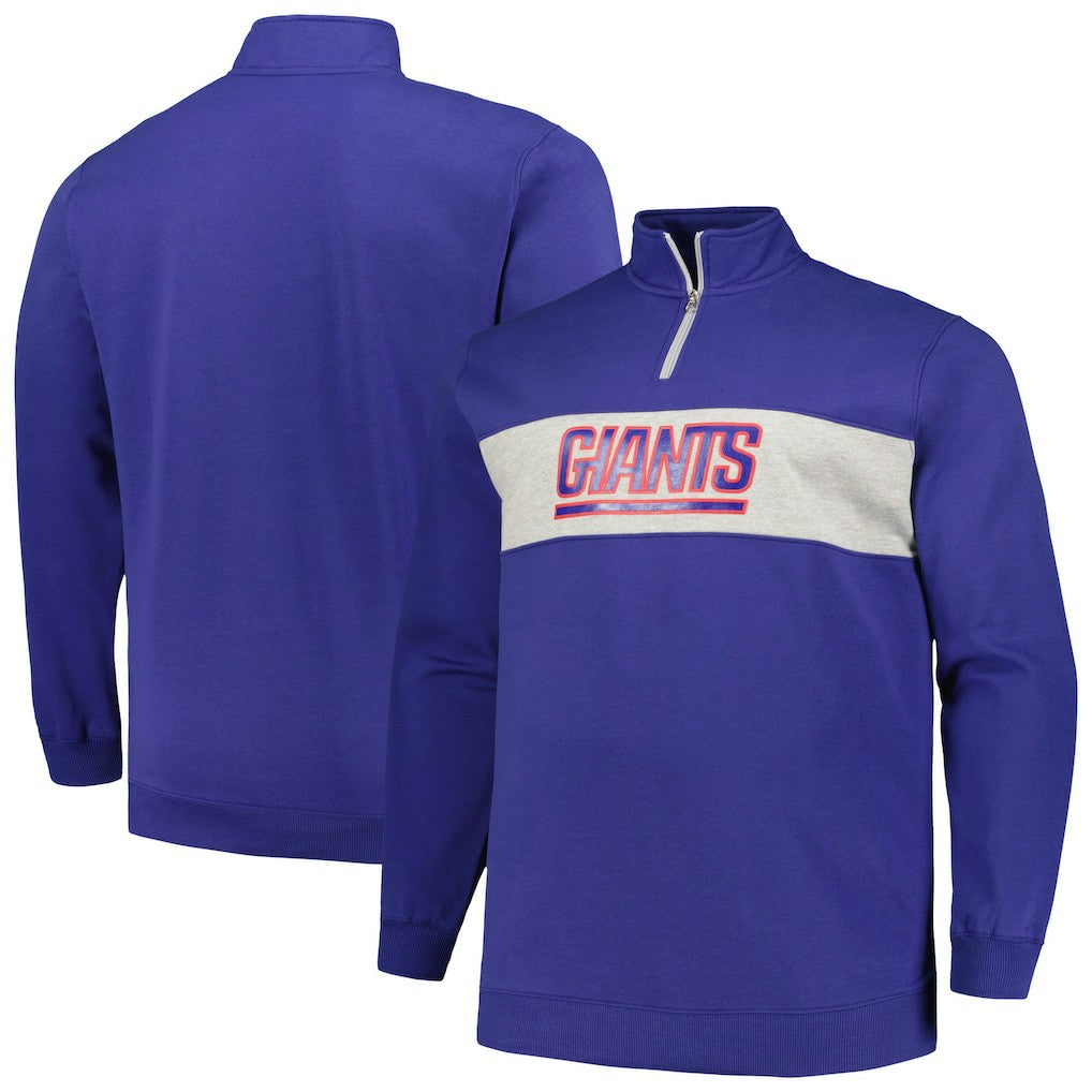 New York Giants Profile Big & Tall Fleece Quarter-Zip Jacket Royal