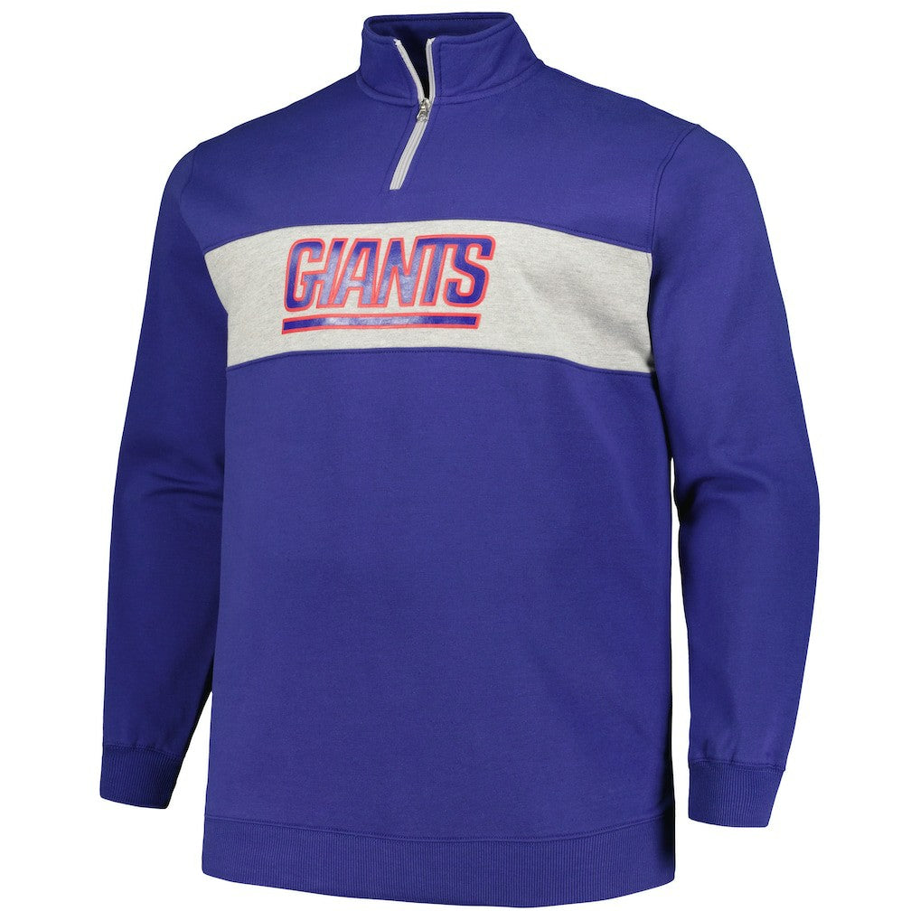 New York Giants Profile Big & Tall Fleece Quarter-Zip Jacket Royal