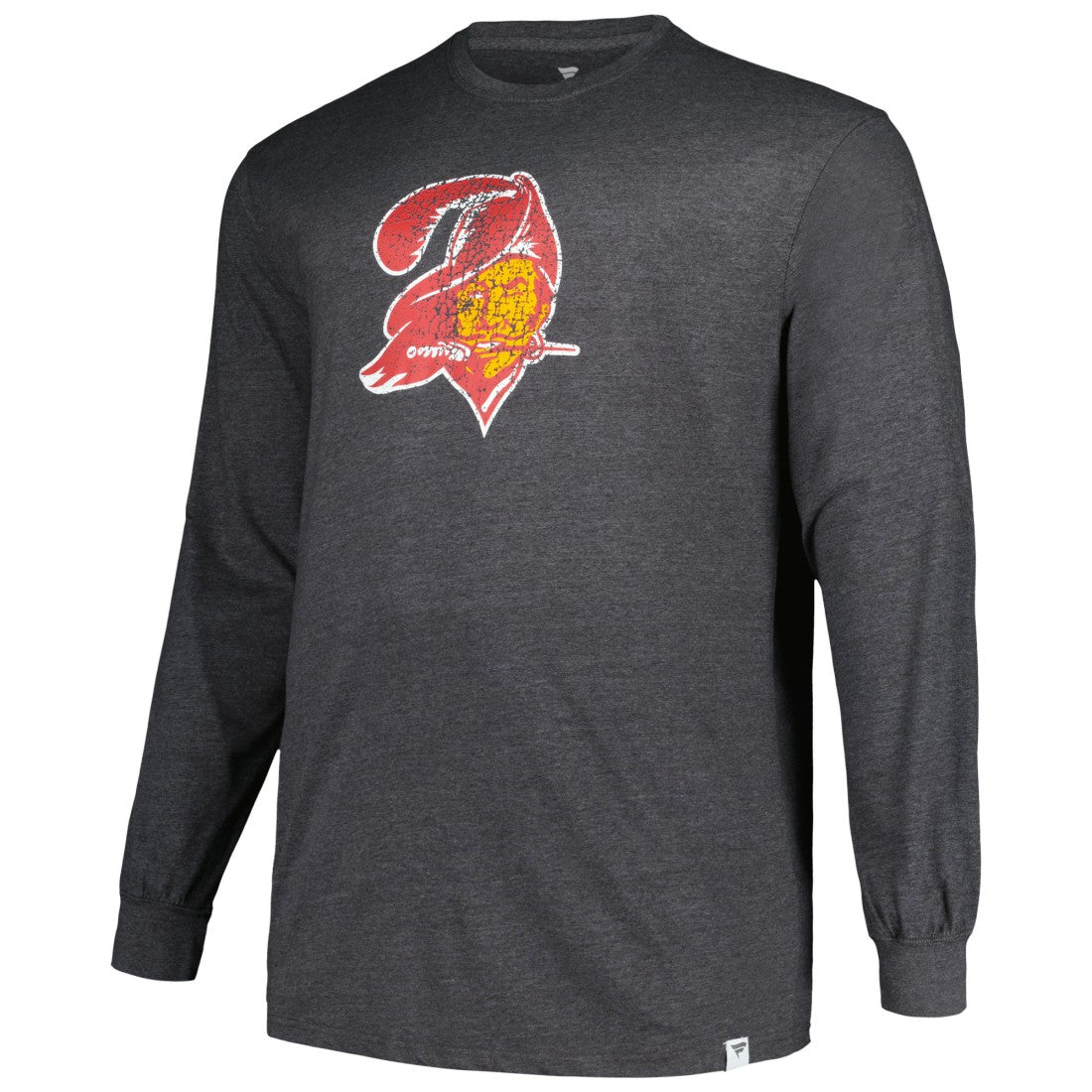 Tampa Bay Buccaneers Profile Big & Tall Throwback Long Sleeve T-Shirt Heather Charcoal