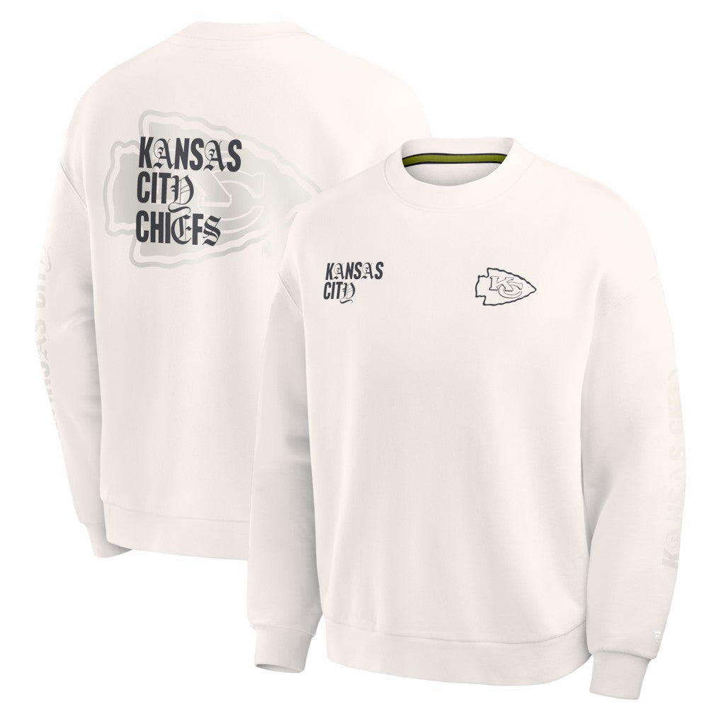 Fanatics Kansas City Chiefs Oversized Type Play Multi Sweatshirt Cream