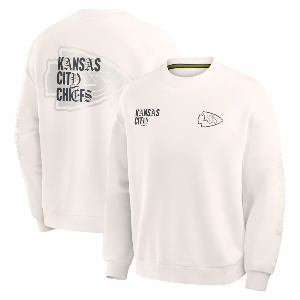 Fanatics Kansas City Chiefs Oversized Type Play Multi Sweatshirt Cream
