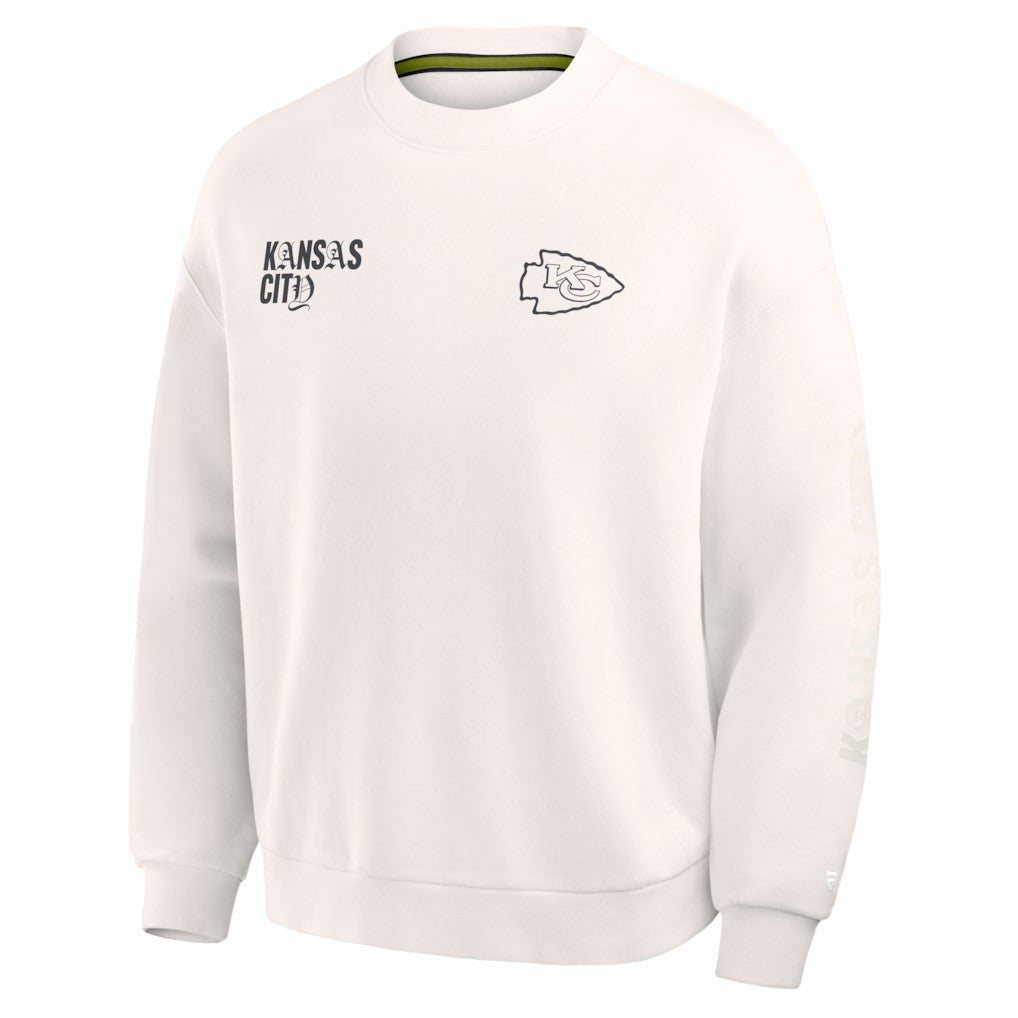 Fanatics Kansas City Chiefs Oversized Type Play Multi Sweatshirt Cream