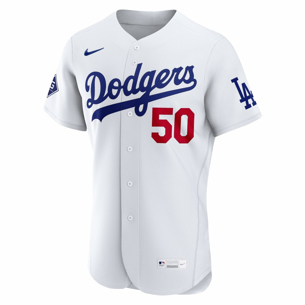 Mookie Betts Los Angeles Dodgers Nike Home Authentic Sponsor Patch Jersey - White - Nike Lifestyle