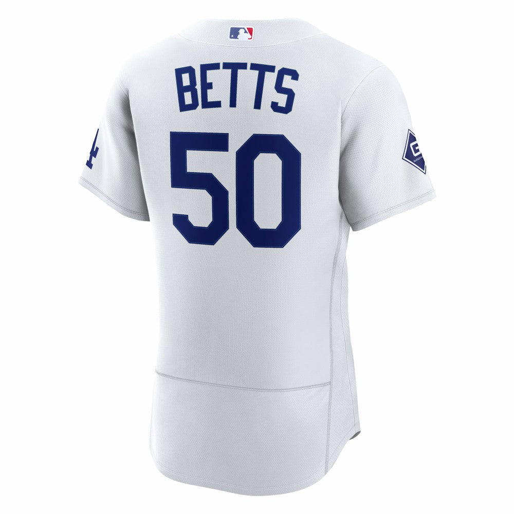 Mookie Betts Los Angeles Dodgers Nike Home Authentic Sponsor Patch Jersey - White - Nike Lifestyle