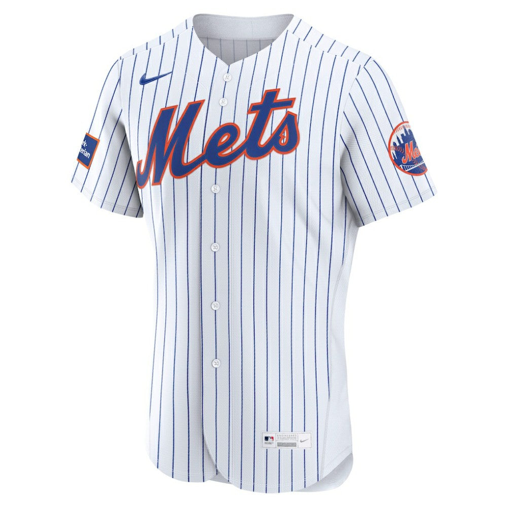 New York Mets Nike Home Sponsor Patch Authentic Jersey - White - Nike Discount