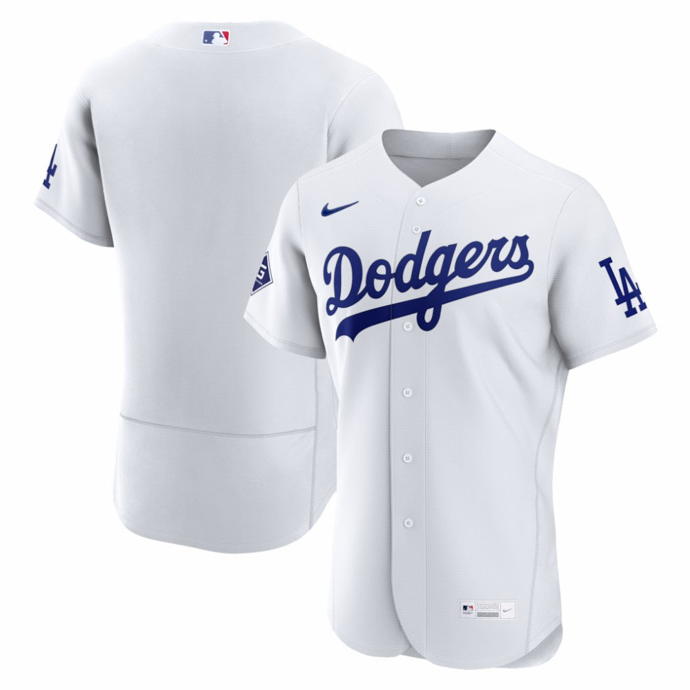 Los Angeles Dodgers Nike Home Sponsor Patch Authentic Jersey - White - Nike Online