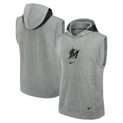 Miami Marlins Nike Authentic Collection Early Work Dri-FIT Sleeveless Hoodie - Heather Gray - Nike Online