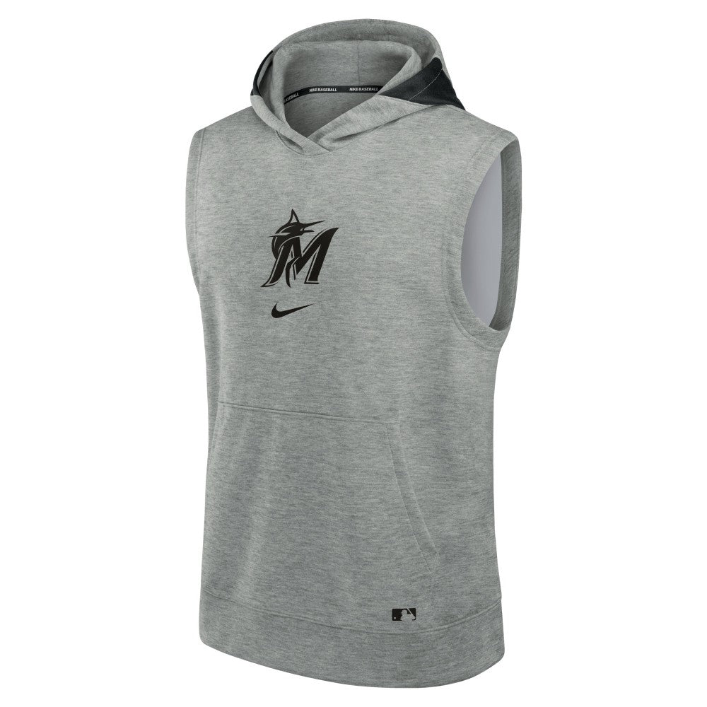 Miami Marlins Nike Authentic Collection Early Work Dri-FIT Sleeveless Hoodie - Heather Gray - Nike Online