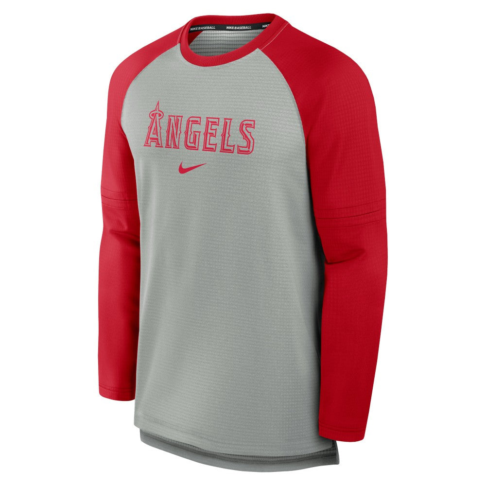 Los Angeles Angels Nike Authentic Collection Game Time Raglan Performance Long Sleeve T-Shirt - Heather Gray/Red - Nike on Sale