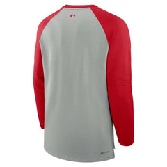 Los Angeles Angels Nike Authentic Collection Game Time Raglan Performance Long Sleeve T-Shirt - Heather Gray/Red - Nike on Sale