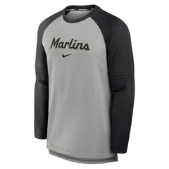 Miami Marlins Nike Authentic Collection Game Time Raglan Performance Long Sleeve T-Shirt - Heather Gray/Black - Nike on Sale