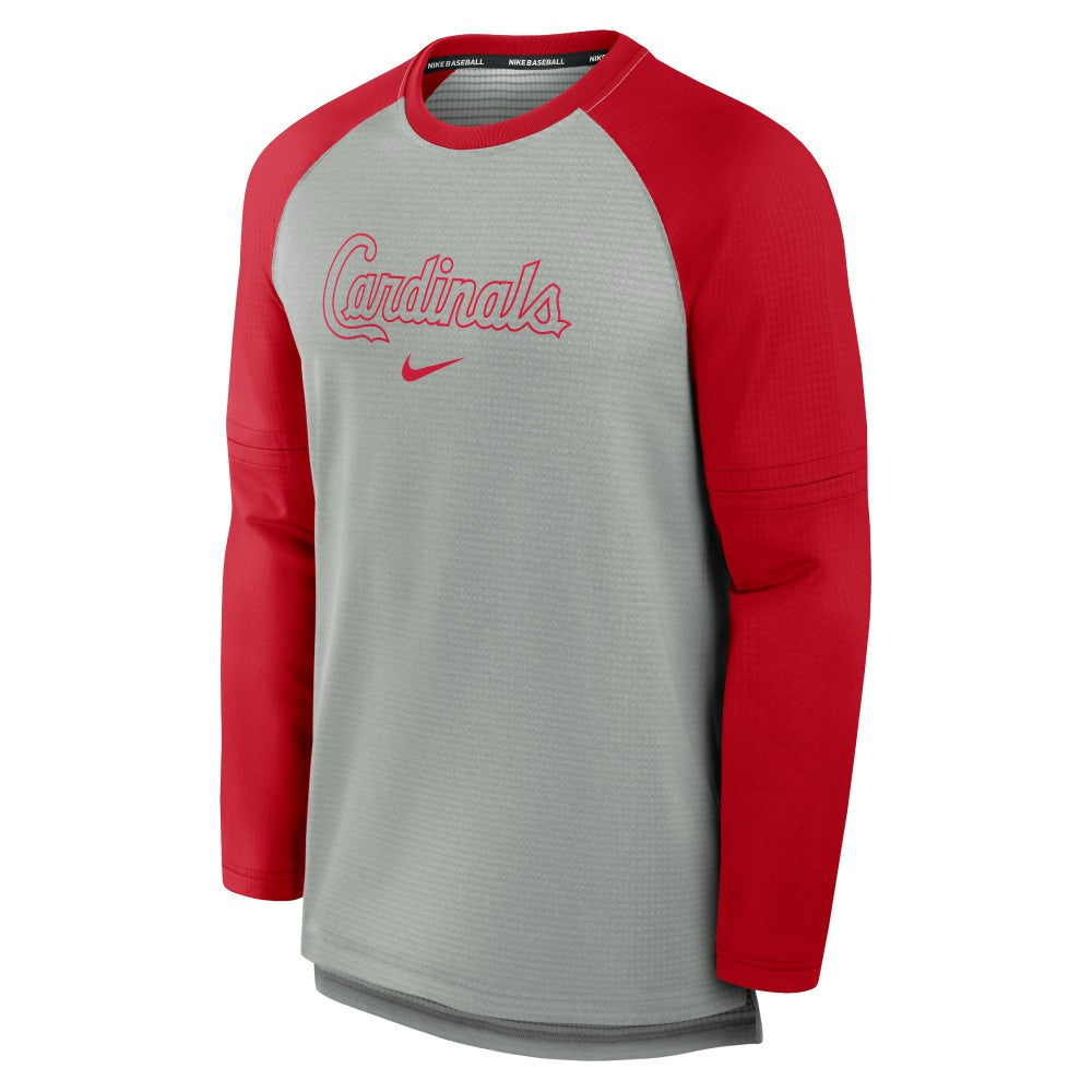 St. Louis Cardinals Nike Authentic Collection Game Time Raglan Performance Long Sleeve T-Shirt - Heather Gray/Red - Nike Online