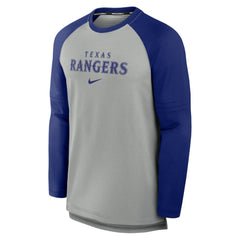 Texas Rangers Nike Authentic Collection Game Time Raglan Performance Long Sleeve T-Shirt - Heather Gray/Royal - Nike on Sale