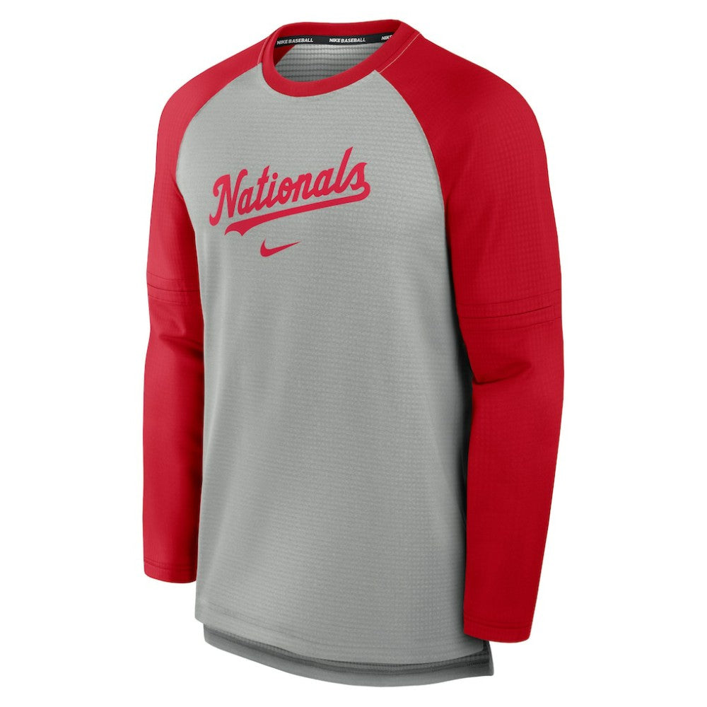 Washington Nationals Nike Authentic Collection Game Time Raglan Performance Long Sleeve T-Shirt - Heather Gray/Red - Nike Online