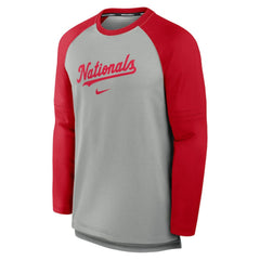 Washington Nationals Nike Authentic Collection Game Time Raglan Performance Long Sleeve T-Shirt - Heather Gray/Red - Nike Online