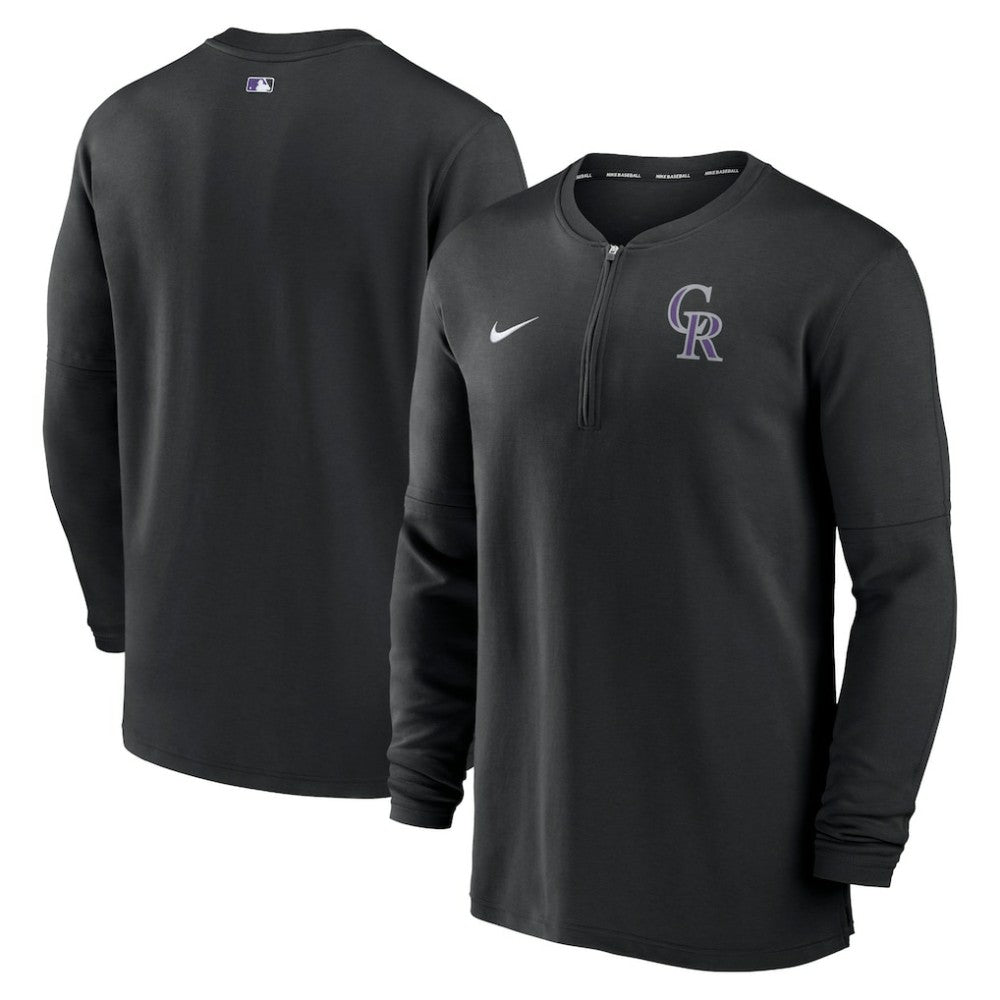 Colorado Rockies Nike Authentic Collection Game Time Performance Quarter-Zip Top - Black - Nike Lifestyle