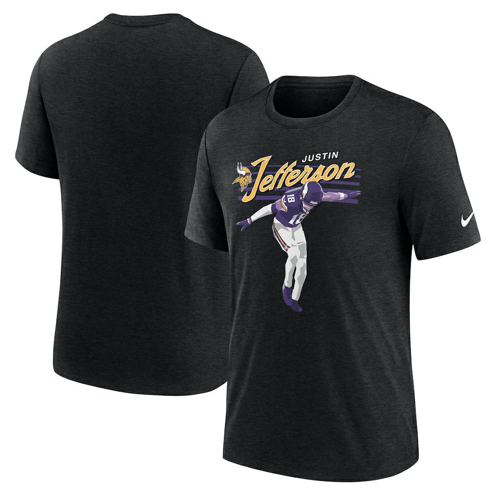 Nike Justin Jefferson Minnesota Vikings Player Graphic T-Shirt Heather Black