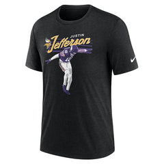 Nike Justin Jefferson Minnesota Vikings Player Graphic T-Shirt Heather Black