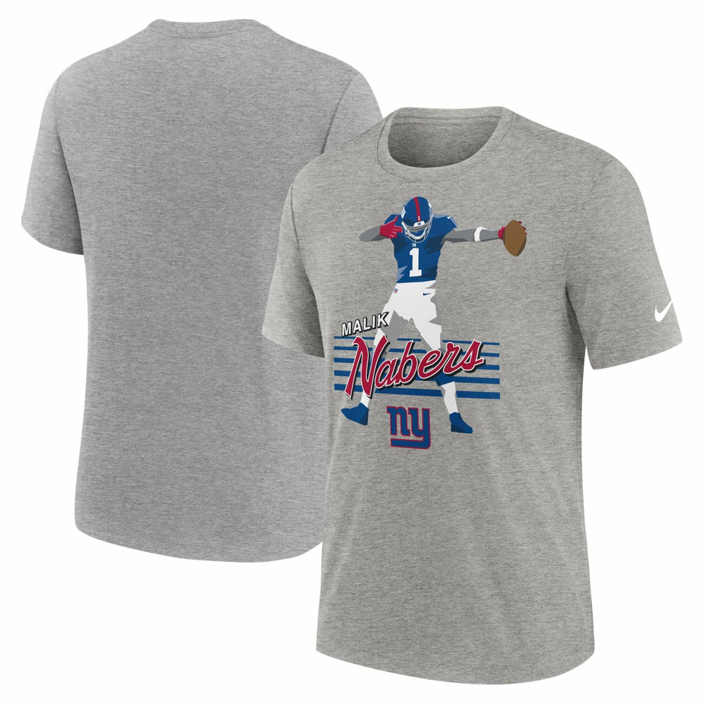 Nike Malik Nabers New York Giants Player Graphic T-Shirt Heather Gray