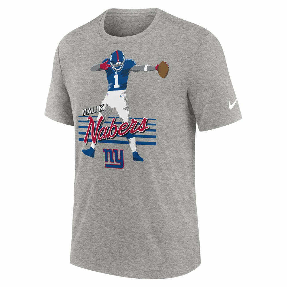 Nike Malik Nabers New York Giants Player Graphic T-Shirt Heather Gray