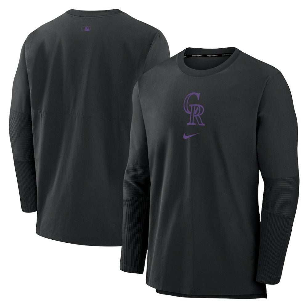 Colorado Rockies Nike Authentic Collection Player Dri-FIT Lightweight Pullover - Black - Nike Lifestyle