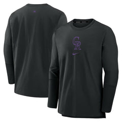 Colorado Rockies Nike Authentic Collection Player Dri-FIT Lightweight Pullover - Black - Nike Lifestyle