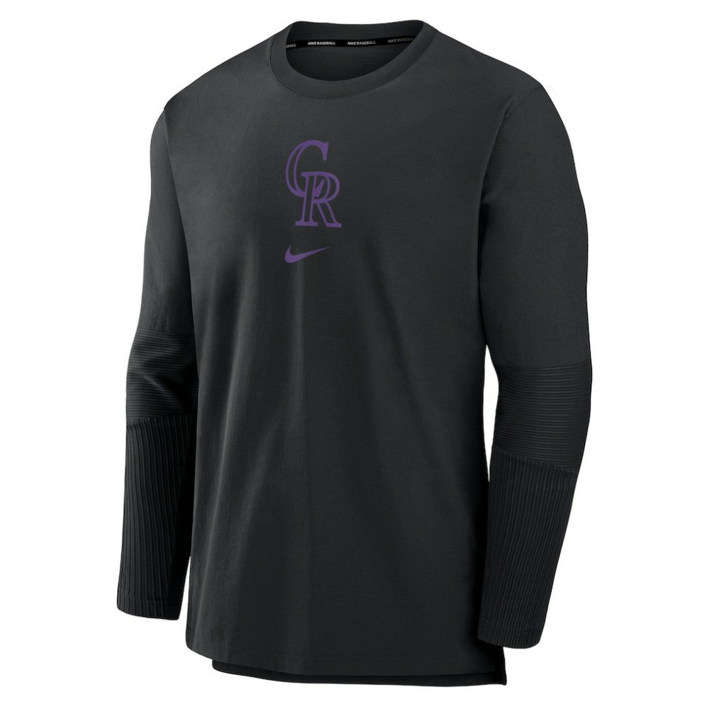 Colorado Rockies Nike Authentic Collection Player Dri-FIT Lightweight Pullover - Black - Nike Lifestyle