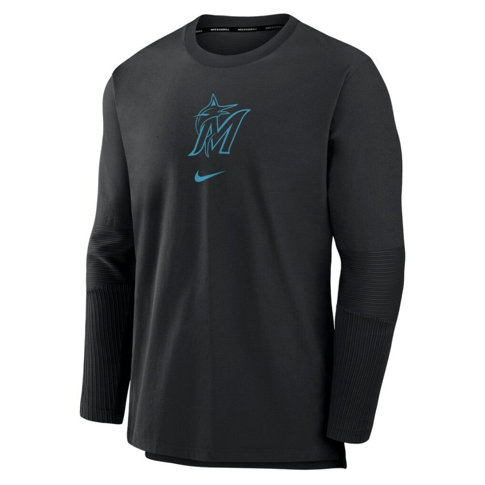 Miami Marlins Nike Authentic Collection Player Dri-FIT Lightweight Pullover - Black - Nike Lifestyle