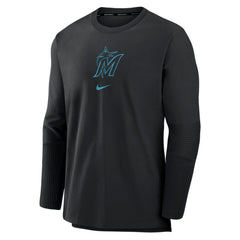 Miami Marlins Nike Authentic Collection Player Dri-FIT Lightweight Pullover - Black - Nike Lifestyle