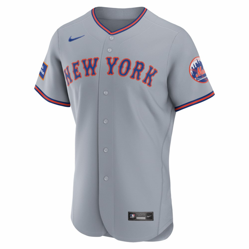 New York Mets Nike Road Sponsor Patch Authentic Jersey - Gray - Nike Sale