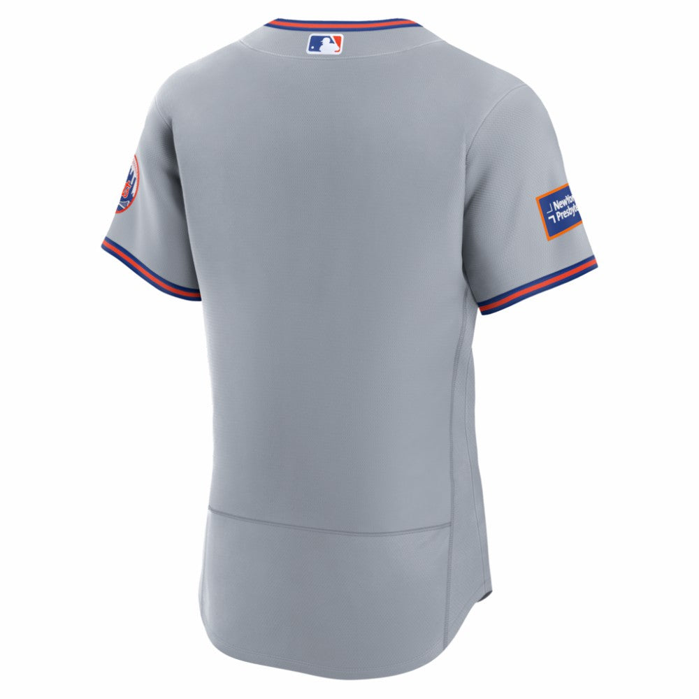 New York Mets Nike Road Sponsor Patch Authentic Jersey - Gray - Nike Sale
