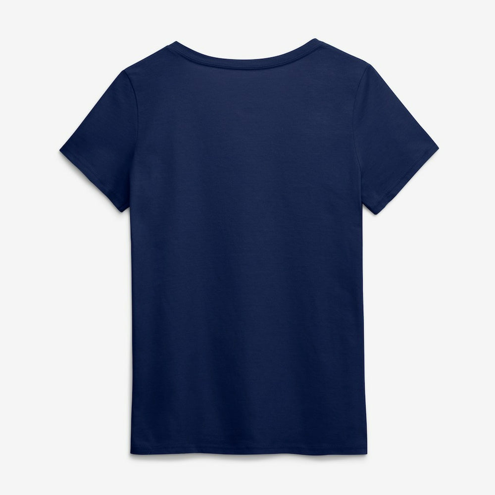 Denver Broncos Logo Athletic Women's Primary Logo V-Neck T-Shirt Navy