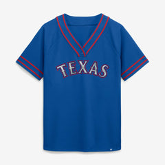 Texas Rangers Fanatics Women's Diva Race Ahead Raglan V-Neck T-Shirt - Royal - Fanatics Sale