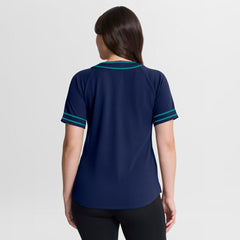 Seattle Mariners Fanatics Women's Diva Race Ahead Raglan V-Neck T-Shirt - Navy - Fanatics Lifestyle