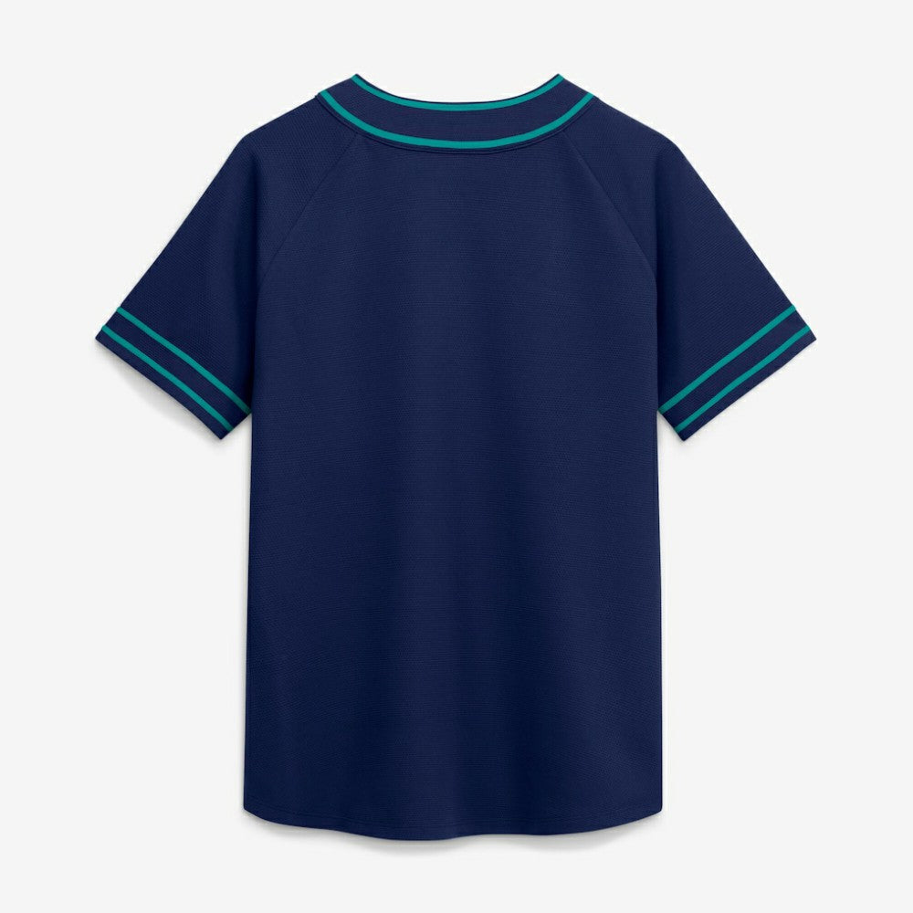 Seattle Mariners Fanatics Women's Diva Race Ahead Raglan V-Neck T-Shirt - Navy - Fanatics Lifestyle