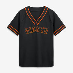 San Francisco Giants Fanatics Women's Diva Race Ahead Raglan V-Neck T-Shirt - Black - Fanatics Lifestyle