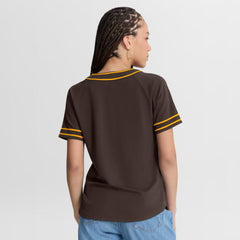 San Diego Padres Fanatics Women's Diva Race Ahead Raglan V-Neck T-Shirt - Brown - Fanatics Lifestyle