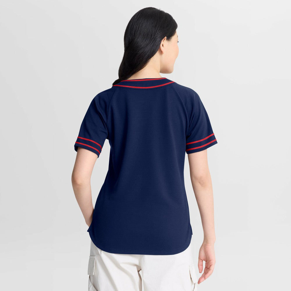 Minnesota Twins Fanatics Women's Diva Race Ahead Raglan V-Neck T-Shirt - Navy - Fanatics Sale
