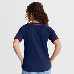 Boston Red Sox Fanatics Women's Diva Race Ahead Raglan V-Neck T-Shirt - Navy - Fanatics Discount
