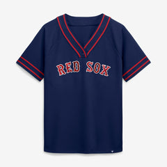 Boston Red Sox Fanatics Women's Diva Race Ahead Raglan V-Neck T-Shirt - Navy - Fanatics Discount